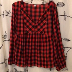 ❤️ Old Navy Buffalo-check Plaid Babydoll Top ❤️